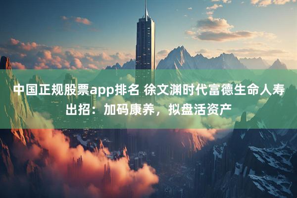 中国正规股票app排名 徐文渊时代富德生命人寿出招：加码康养，拟盘活资产