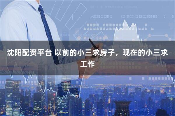 沈阳配资平台 以前的小三求房子，现在的小三求工作